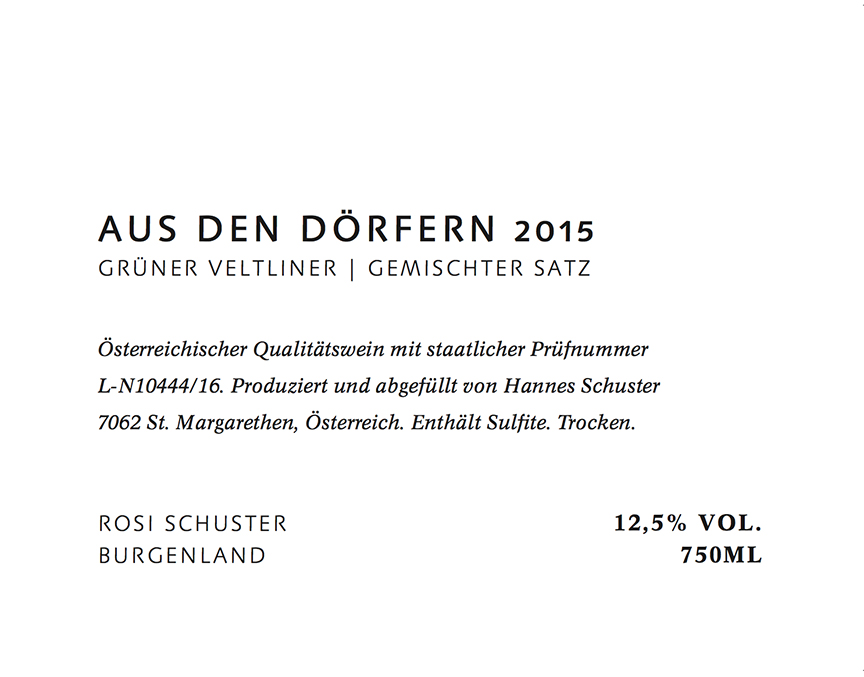 Aus Den Dörfern Grüner Veltliner