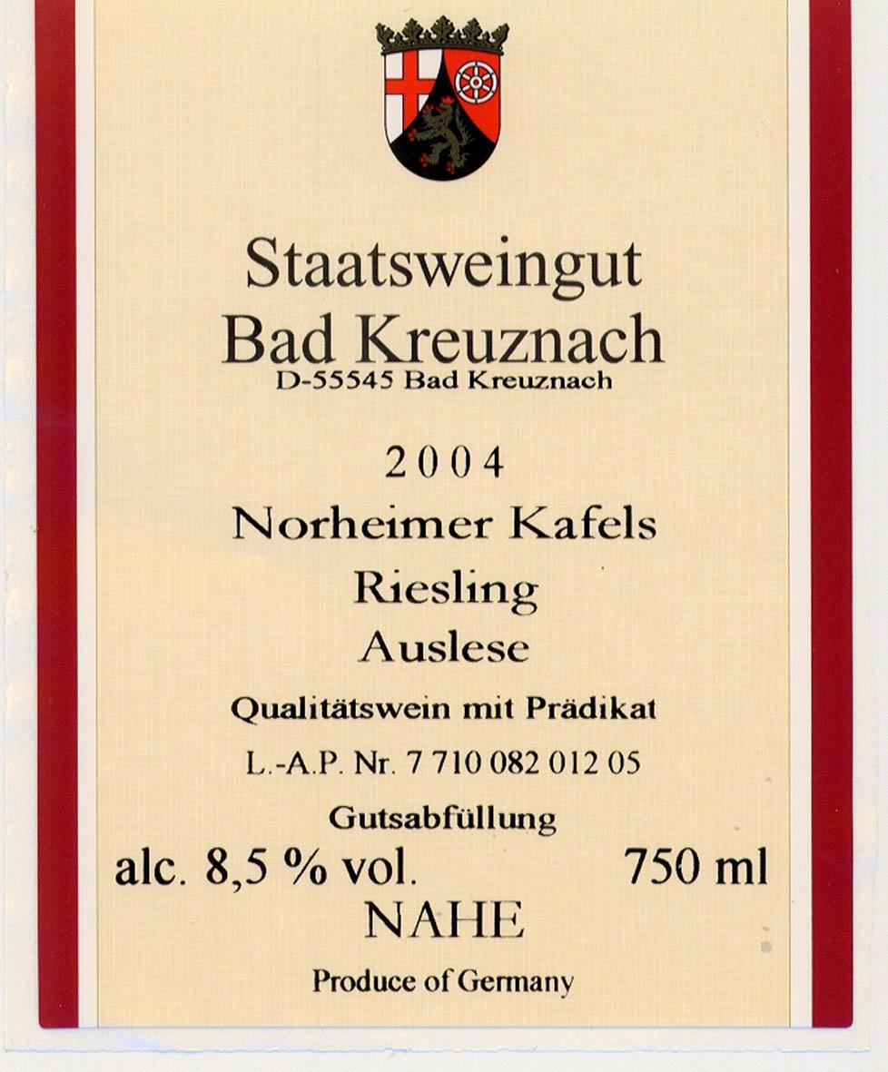 Riesling Auslese Norheimer Kafels