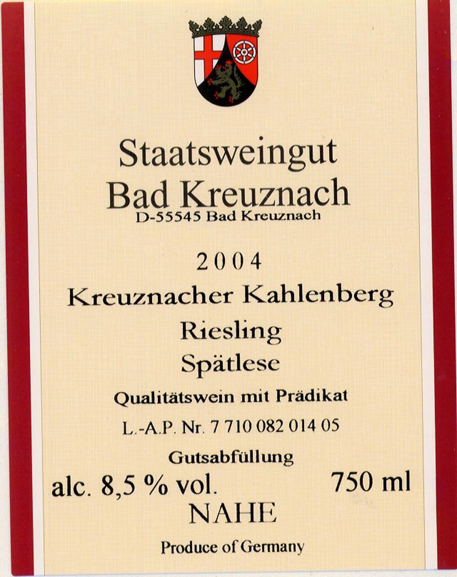 Riesling Spätlese Kreuznacher Kahlenberg