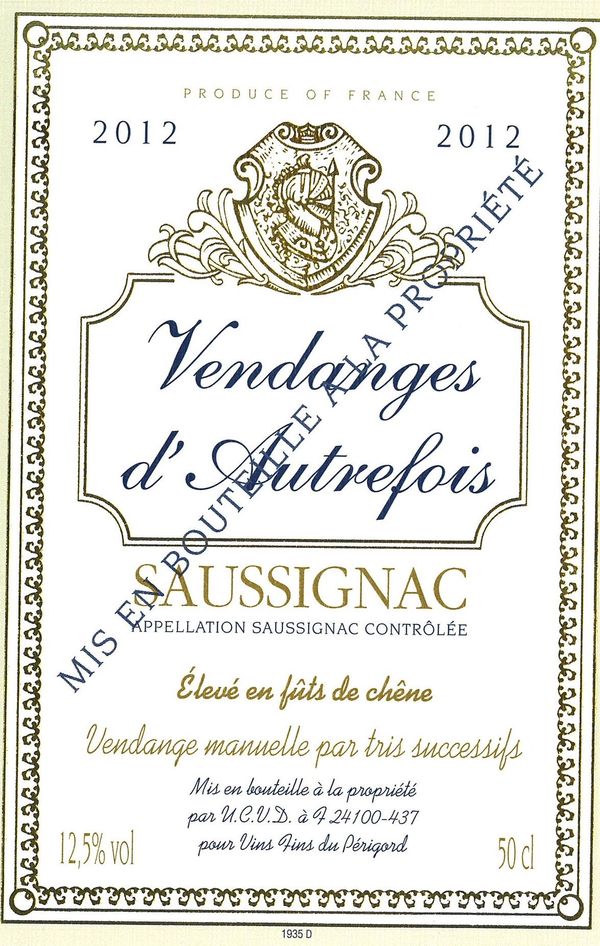 Vendanges D'autrefois Sauvignon Blanc