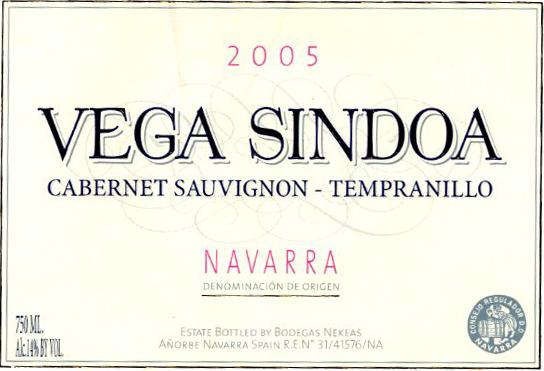 Vega Sindoa Cabernet Sauvignon 60% - Tempranillo 40%