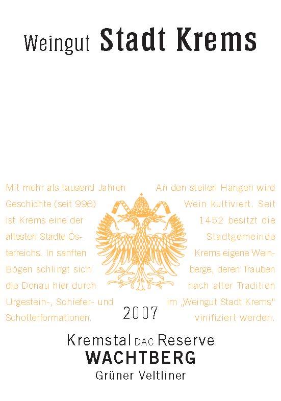 Wachtberg Grüner Veltliner Kremstal Dac Reserve