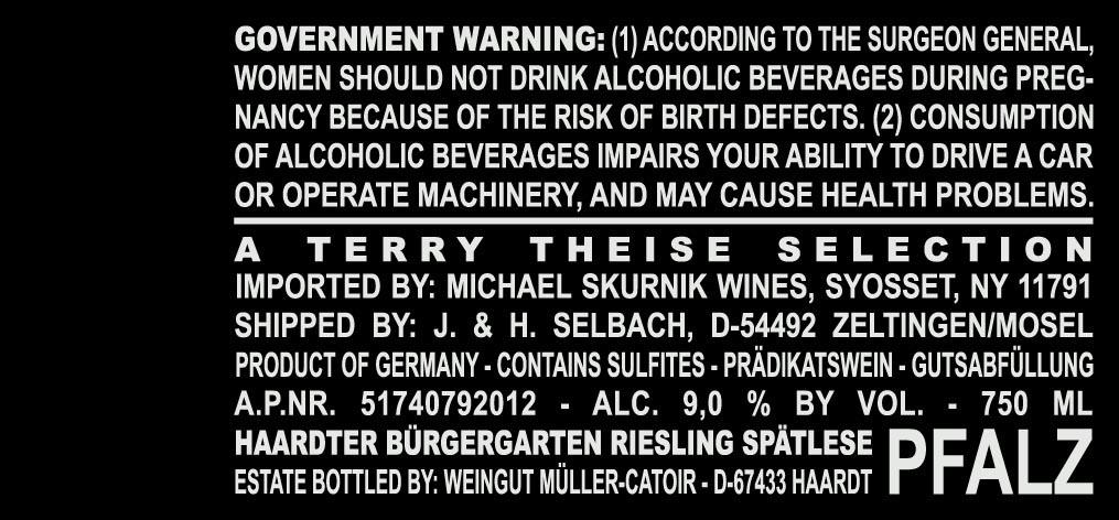 Haardter Burgergarten Spatlese