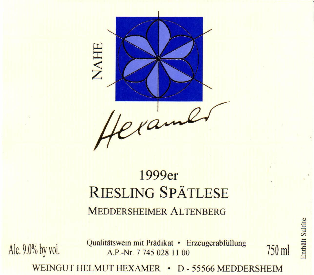 1999er Meddersheimer Altenberg Spatlese