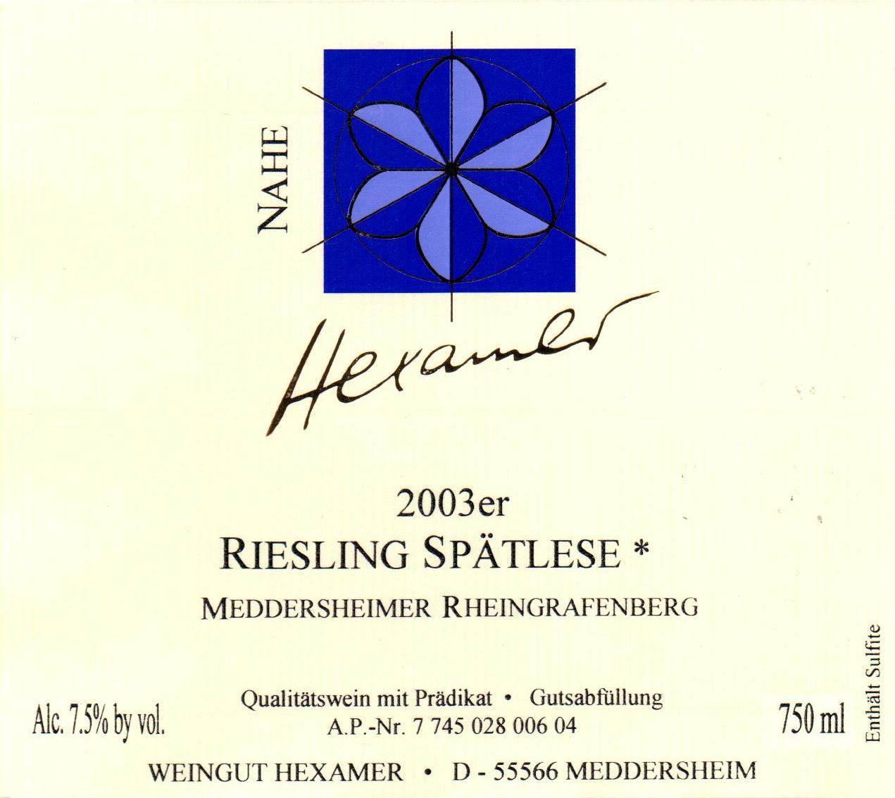 2003er Meddersheimer Rheingrafenberg