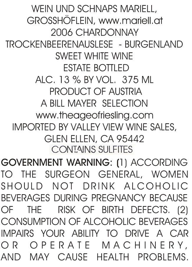 Chardonnay Trockenbeerenauslese