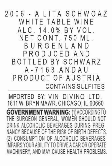 A Lita Schwoaz White Table Wine