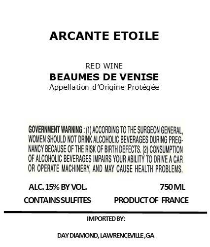 Arcante Etoile Red Wine