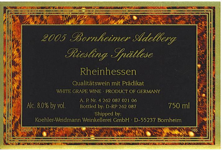 Bornheimer Adelberg Riesling Spätlese