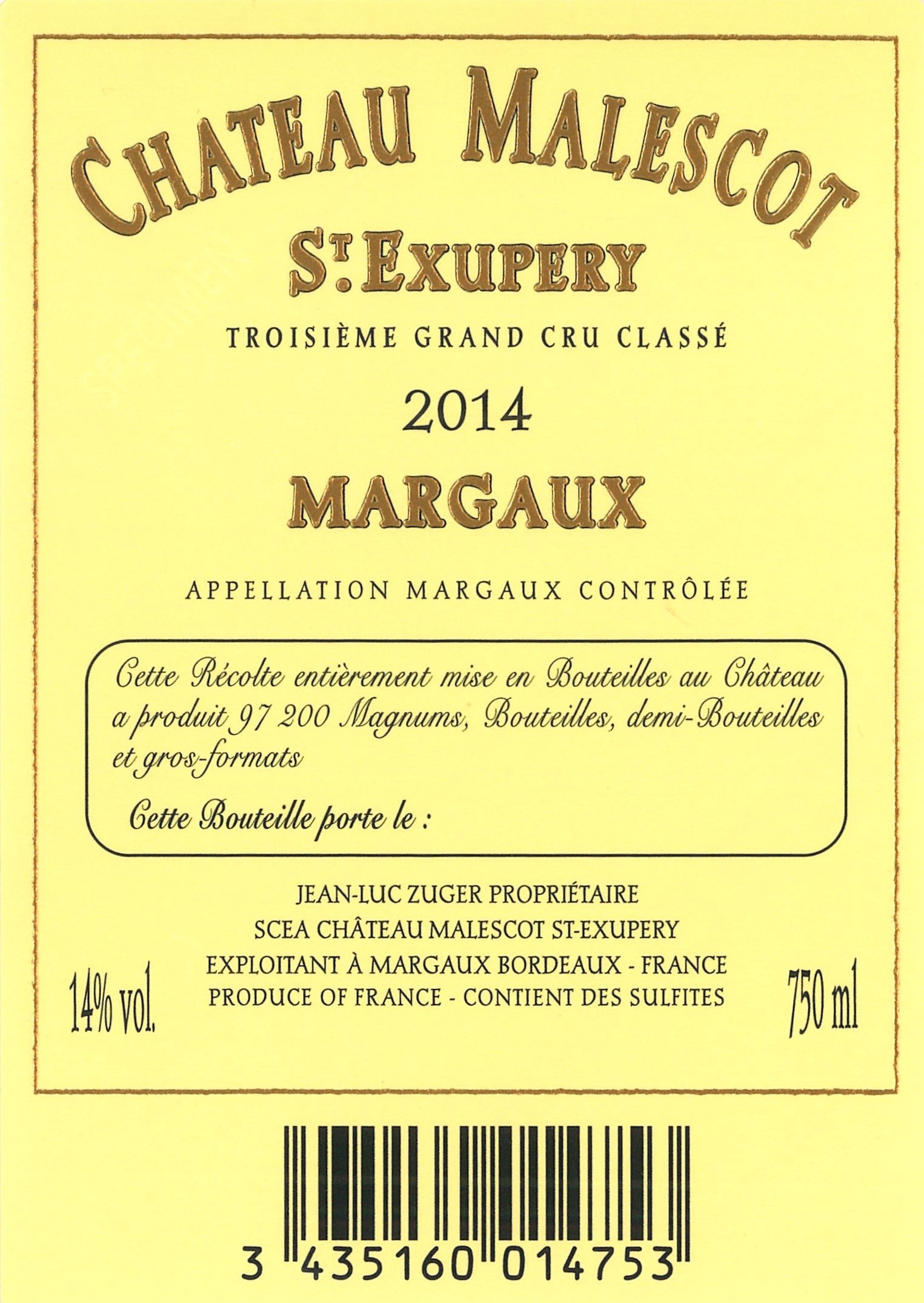 Malescot S : Exupery Troisième Grand Cru Classé