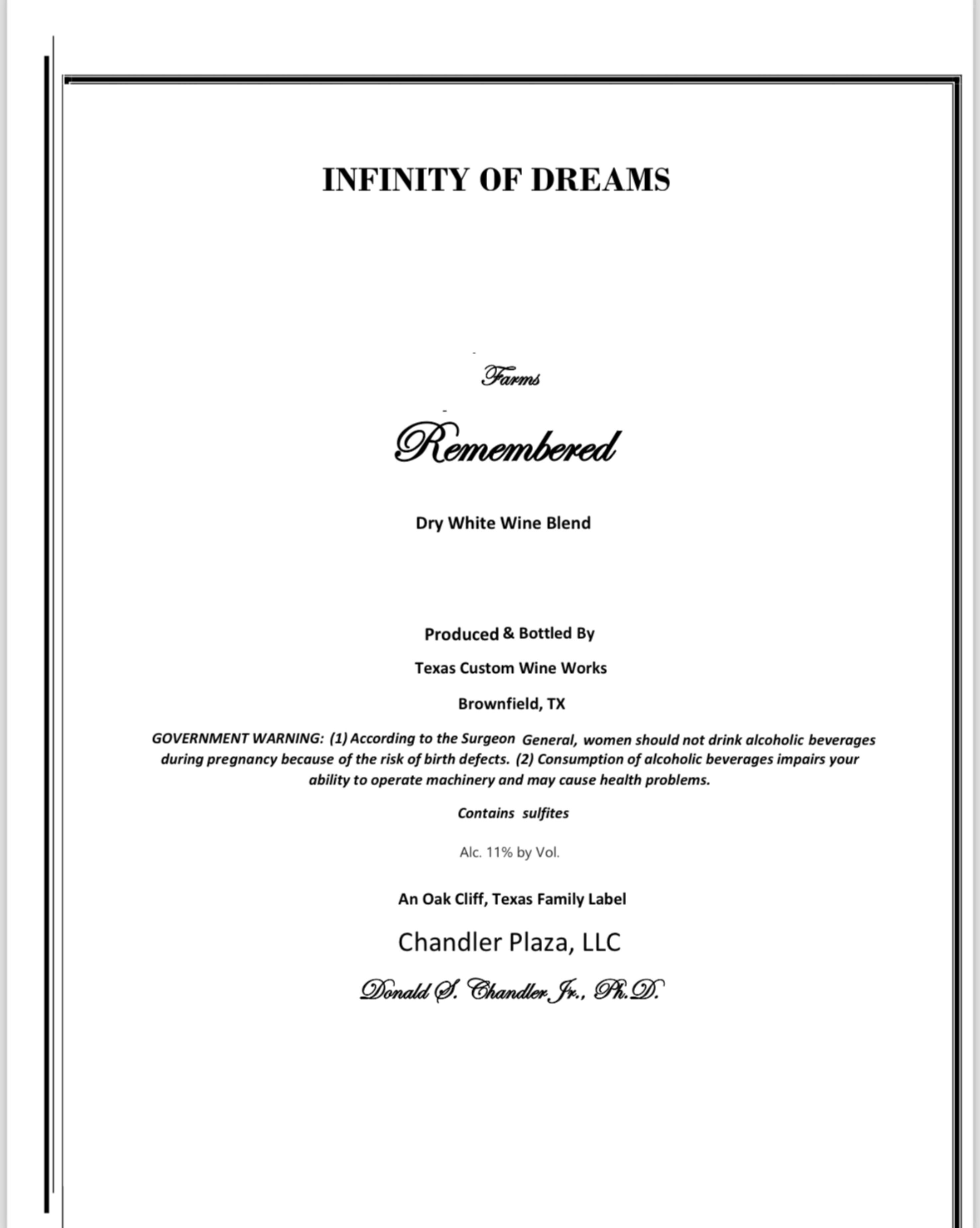 Remembered Dry White Wine Blend