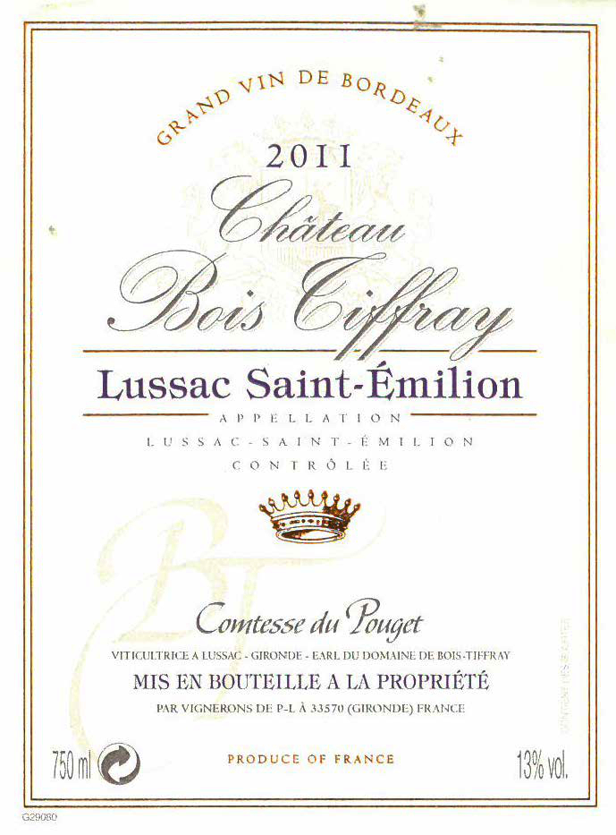 Grand Vin Bois Ciffray Lussac Saint - Émilion Pa