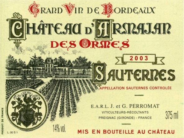 Château D'armajan Des Ormes Sauternes