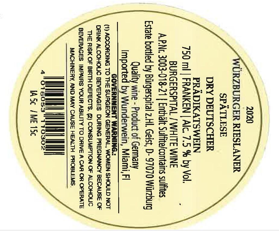 Würzburger Rieslaner Spätlese