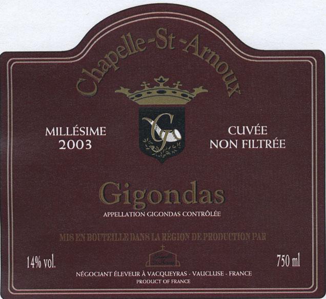 Chapelle St. Arnoux Gigondas