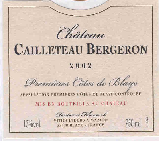 Chateau Cailleteau Bergeron Premieres Cotes De Blaye