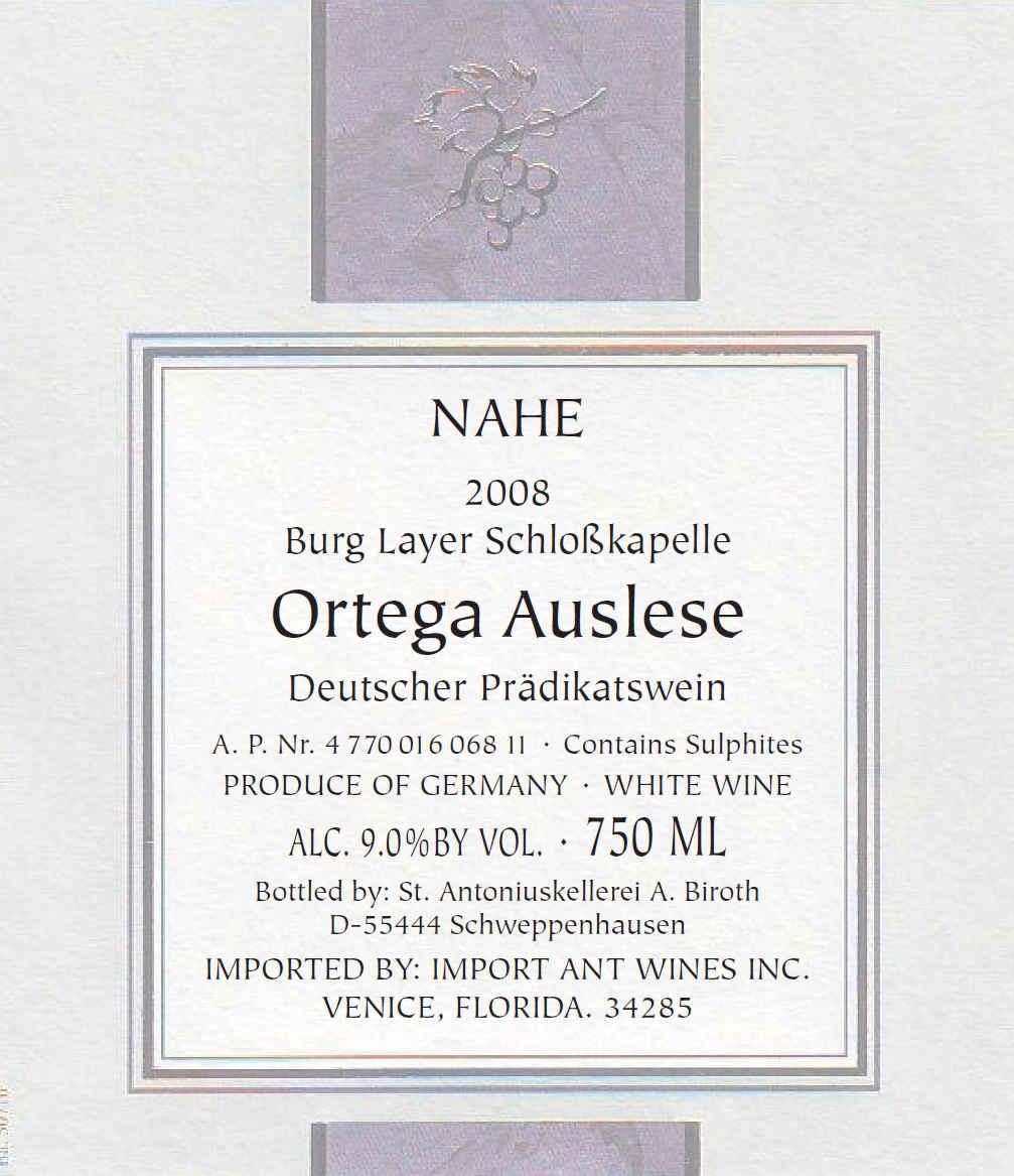 Nahe Burg Layer Schloßkapelle Ortega Auslese