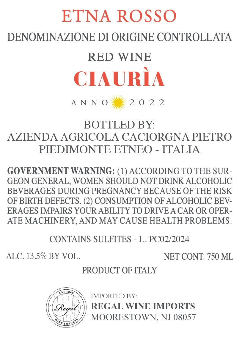 Ciaurìa Etna Rosso