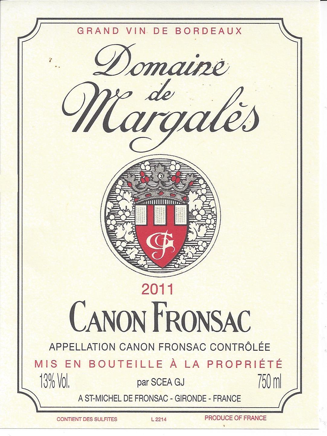 Domaine De Margales Aoc Canon Fronsac Red Wine