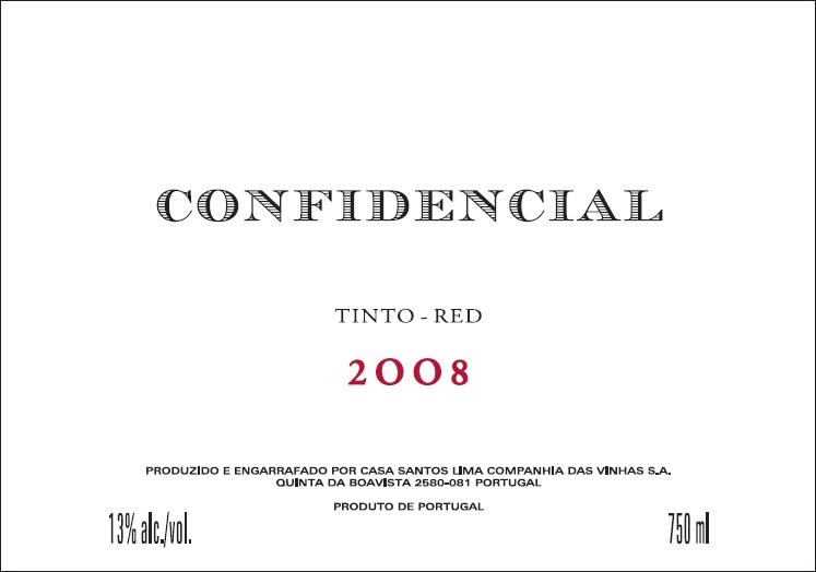 Confidencial Vinho Regional Lisboa Red Dry Wine