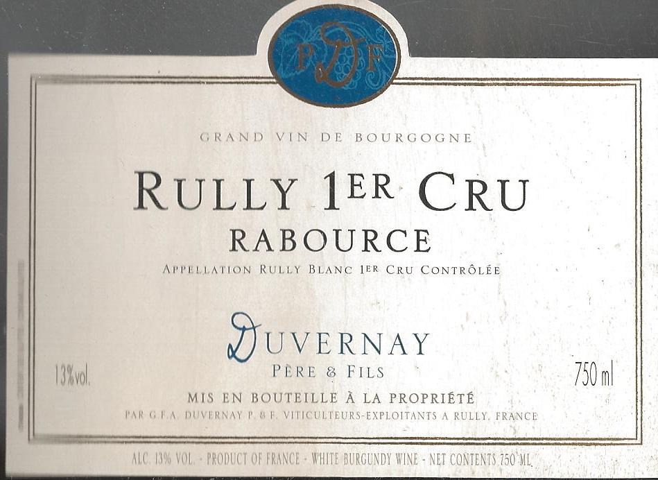 Grand Vin De Bourgogne Rully 1er Cru Rabource