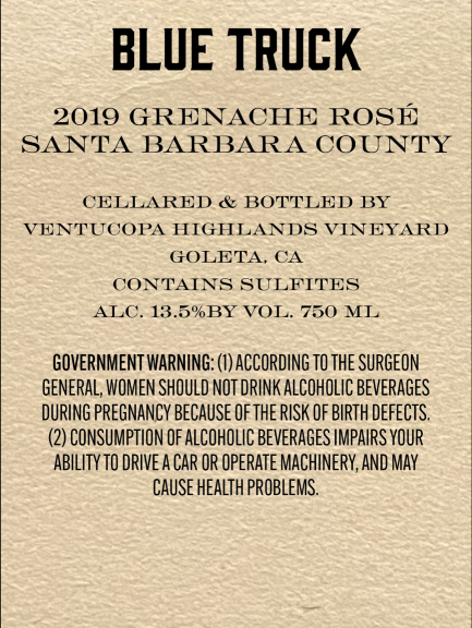 Back Country Wines, Blue Truck