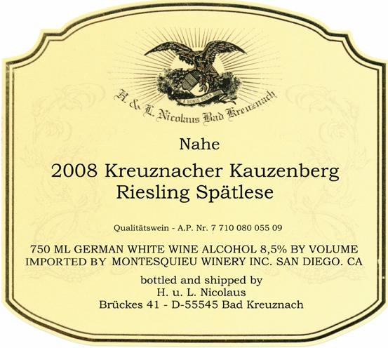 Kreuznacher Kauzenberg Riesling Spätlese