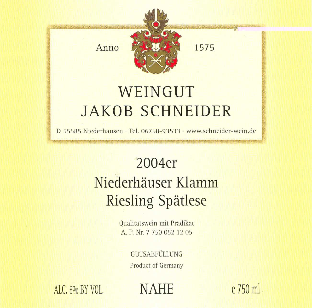 Niederhäuser Klamm Riesling Spätlese