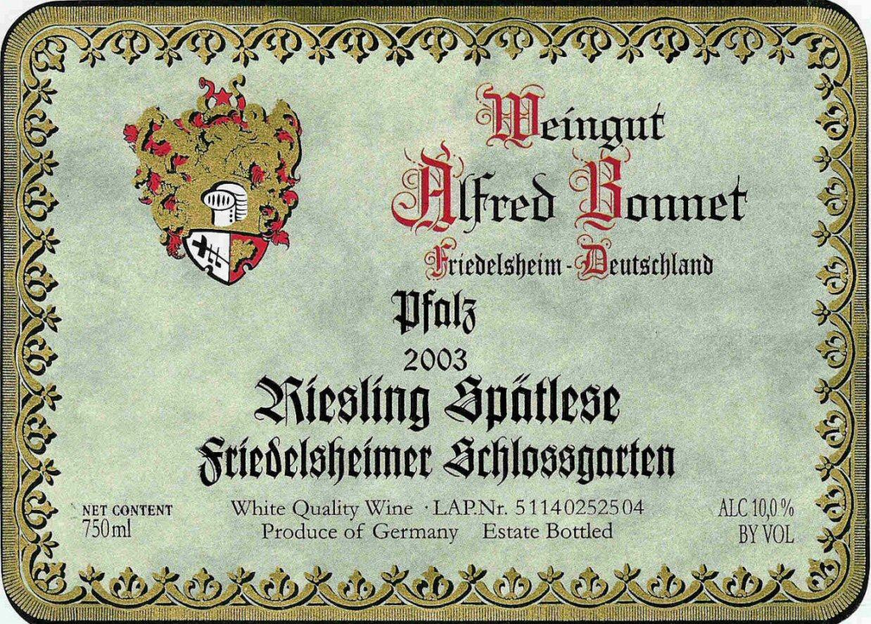 Riesling Spätlese Friedelsheimer Schlossgarten