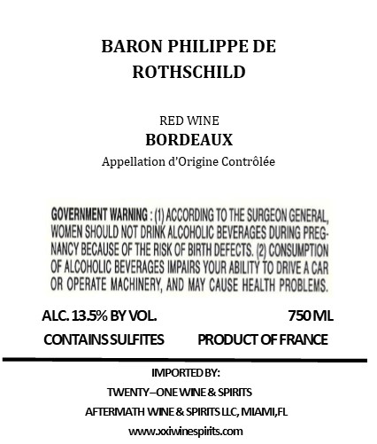 Baron Philippe De Rothschild Red Wine