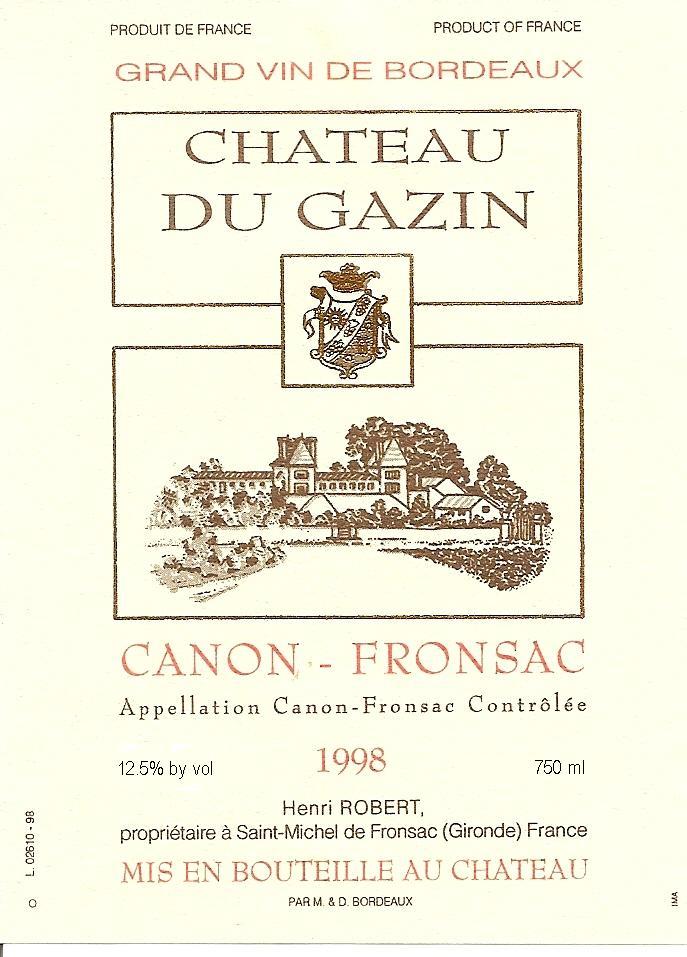 Chateau Du Gazin Canon Fronsac