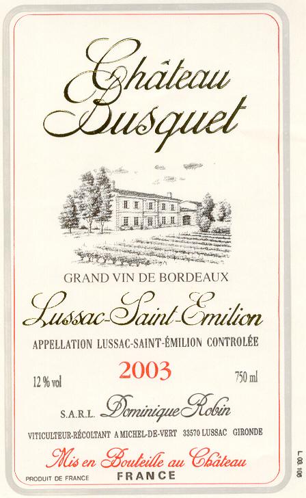 Chateau Busquet Grand Vin De Bordeaux
