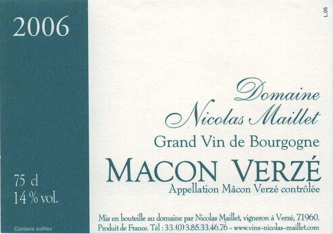 Mâcon Verzé Grand Vin De Bourgogne