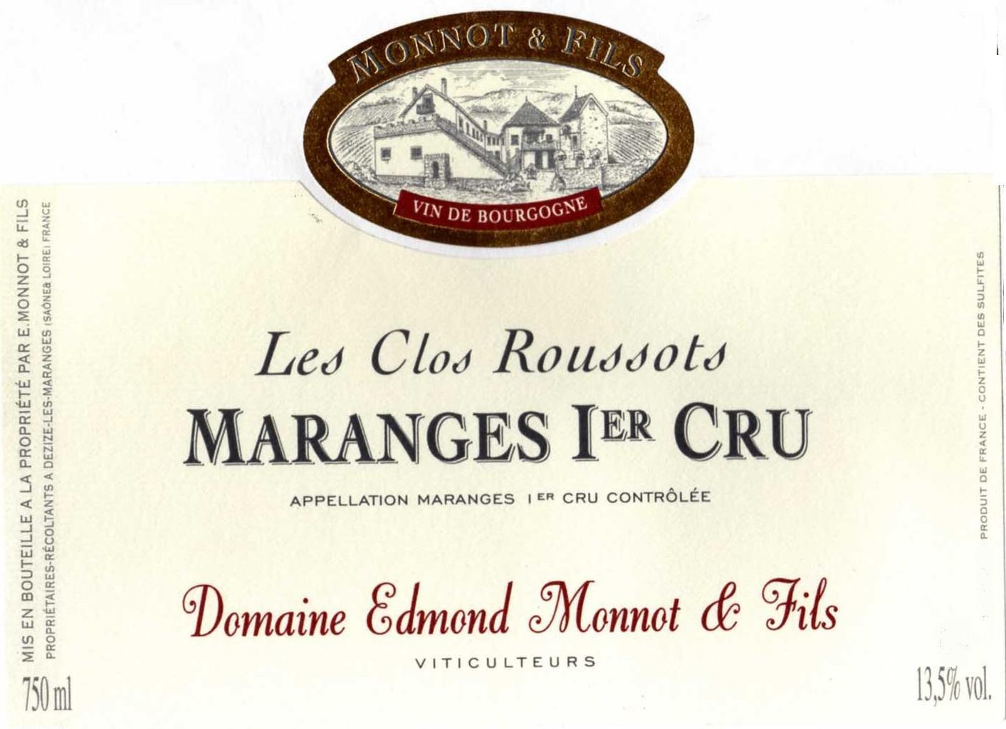 Maranges Ier Cru Contrôlée Les Clos Roussots