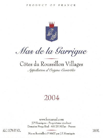 Côtes Du Roussillon Villages Mas De La Garrigue