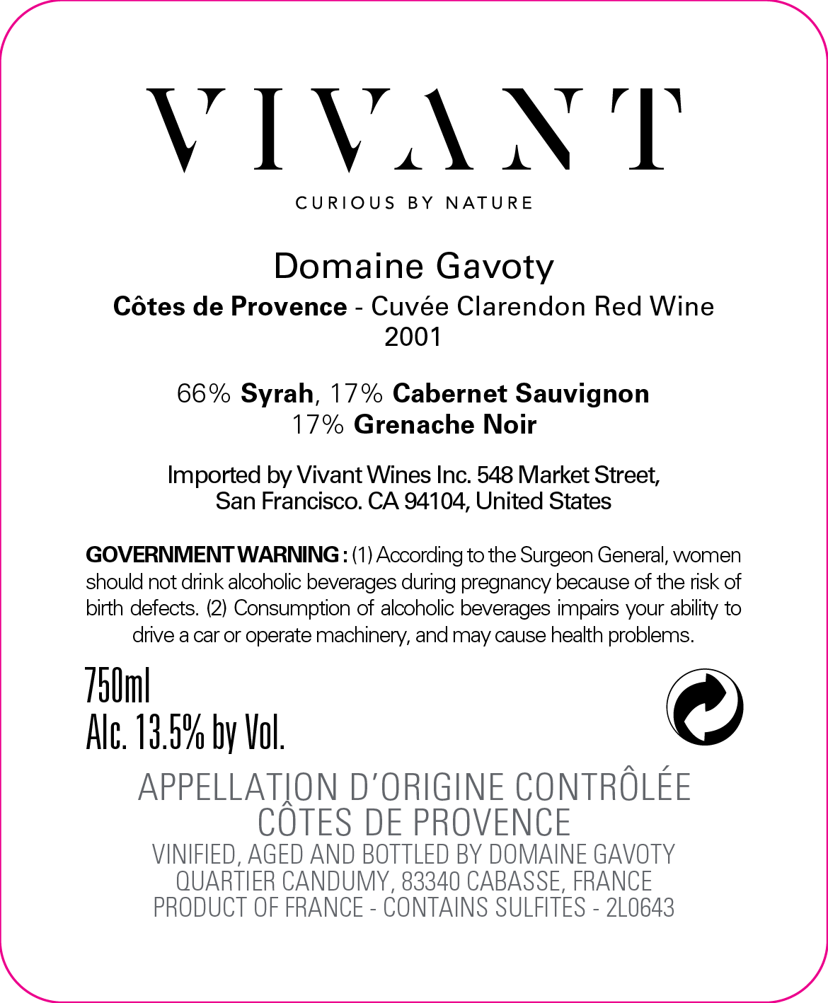 Cotes De Provence Cuvee Clarendon Red Wine