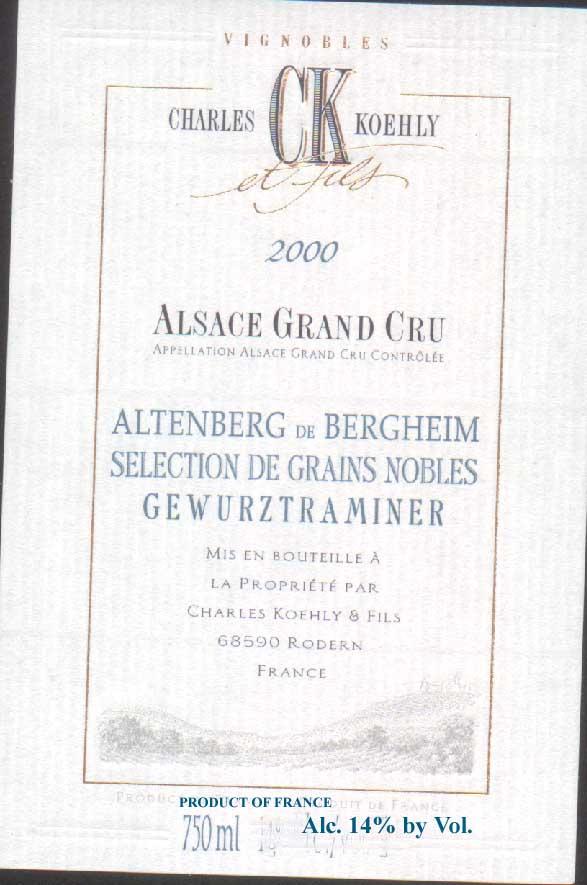 Altenberg de Bergheim Selection de Grains Nobles