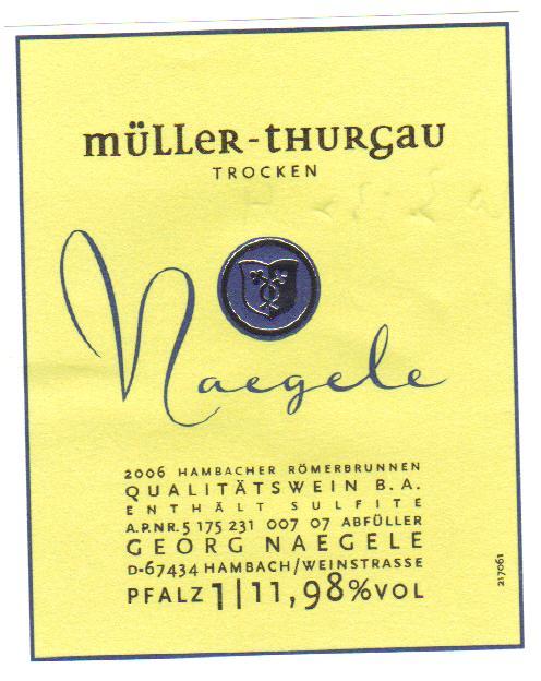 Müller - Thurgau Pfalz Trocken Hambacher Römerbrunnen