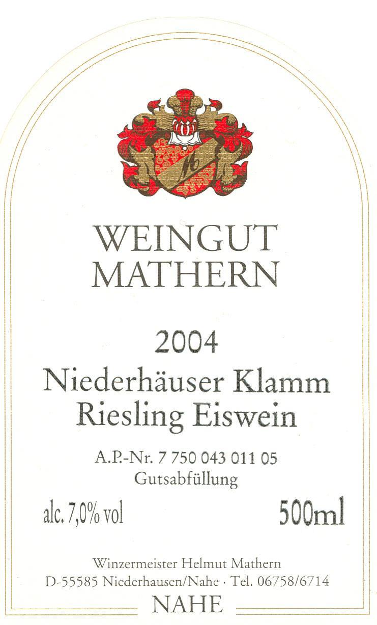 Niederhäuser Klamm Riesling Eiswein