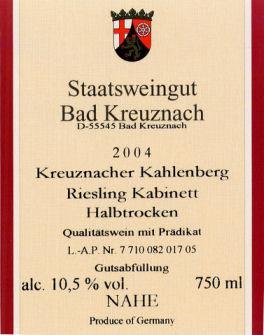 Kreuznacher Kahlenberg Riesling Kabinett Halbtrocken