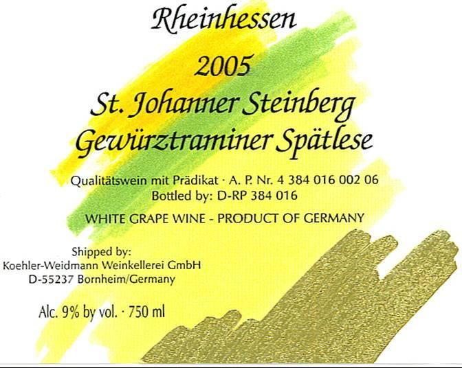 St. Johanner Steinberg Gewürztraminer Spätlese