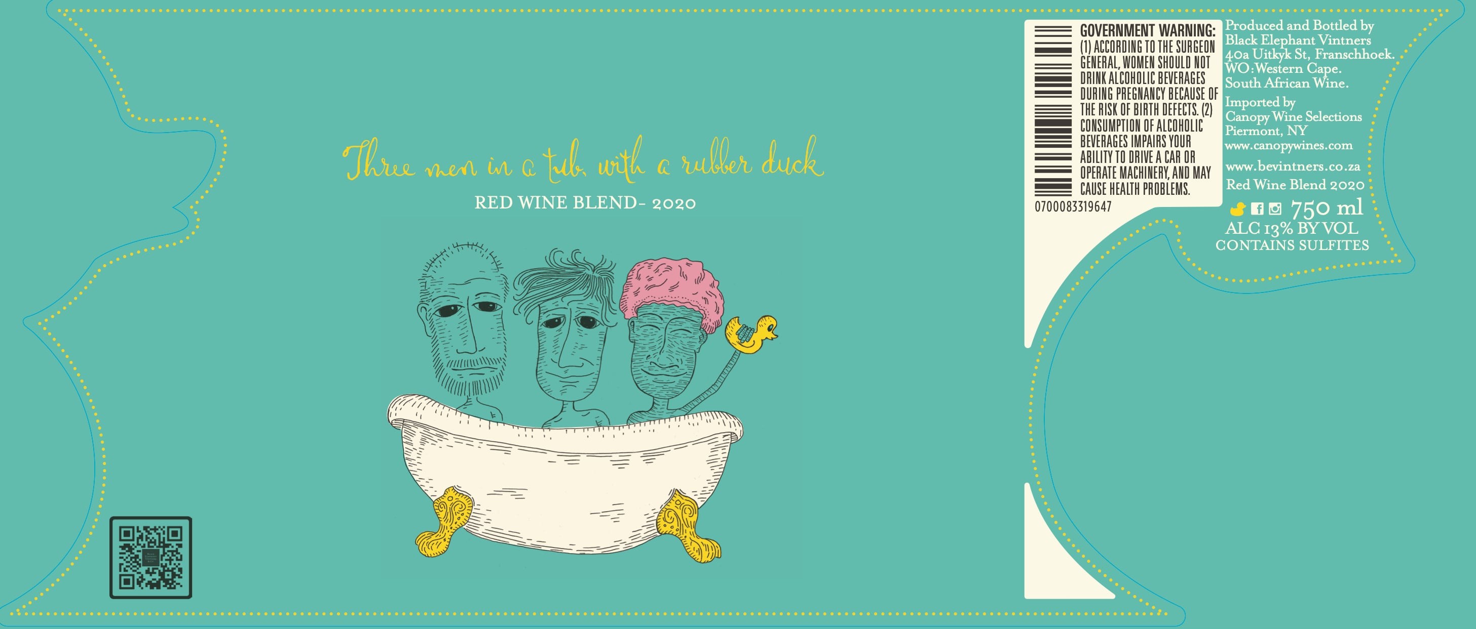 Three men in a tub, with a rubber duck