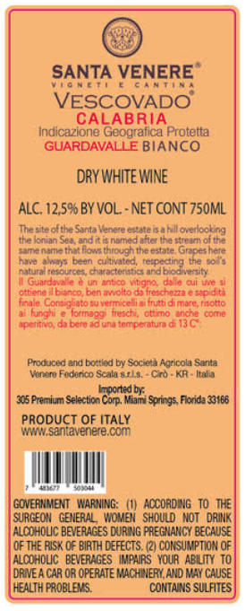 Guardavalle Bianco Dry White Wine