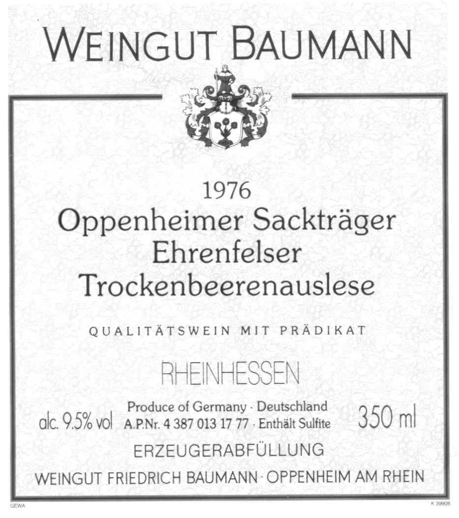 Oppenheimer Sackträger Ehrenfelser Trockenbeerenauslese