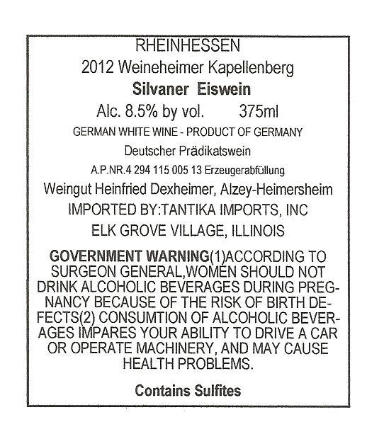 Weineheimer Kapellenberg Silvaner Eiswein