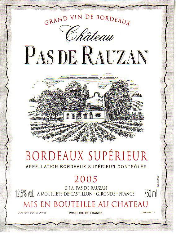 Chateau Pas De Rauzan Red Table Wine