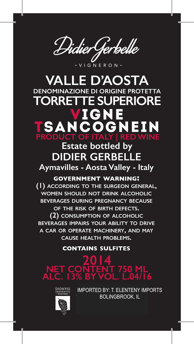 Vigne Tsancognein Torrette Superieur