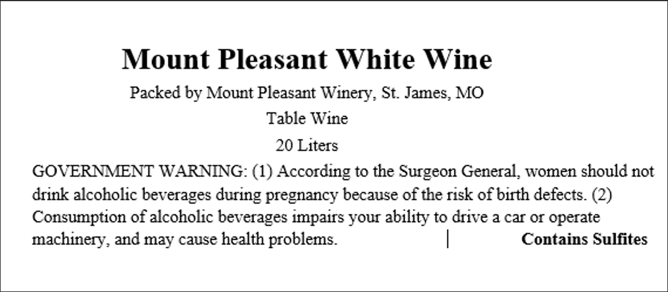 Mount Pleasant White Wine