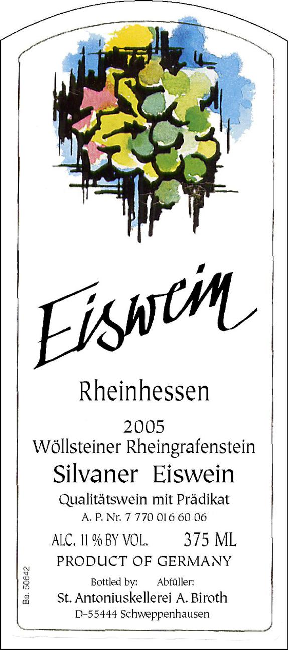 Eiswein Rheinhessen Wöllsteiner Rheingrafenstein Silvaner