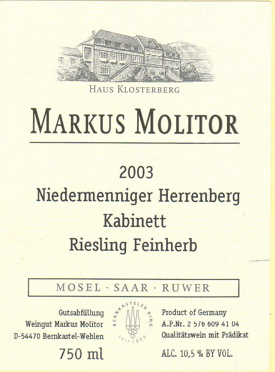 Niedermenniger Herrenberg Kabinett Riesling Feinherb